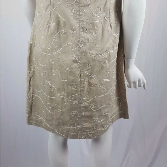 Tommy Hilfiger Womens Size 8 Tan Floral Embroidered Spaghetti Strap Shift Dress - Picture 11 of 11